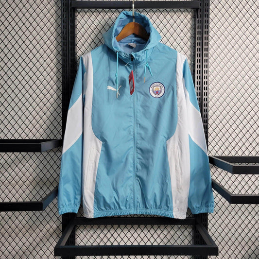 Manchester City Windbreaker Jacket 23/24 - Blue and White - JerseyLegacy