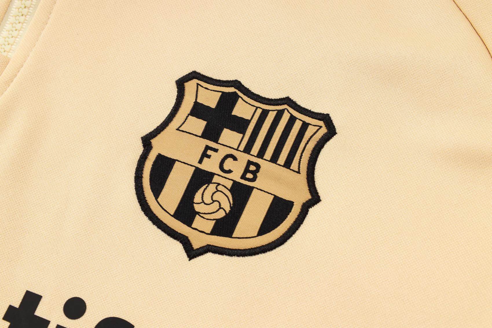 FC Barcelona Beige and Black Tracksuit - JerseyLegacy
