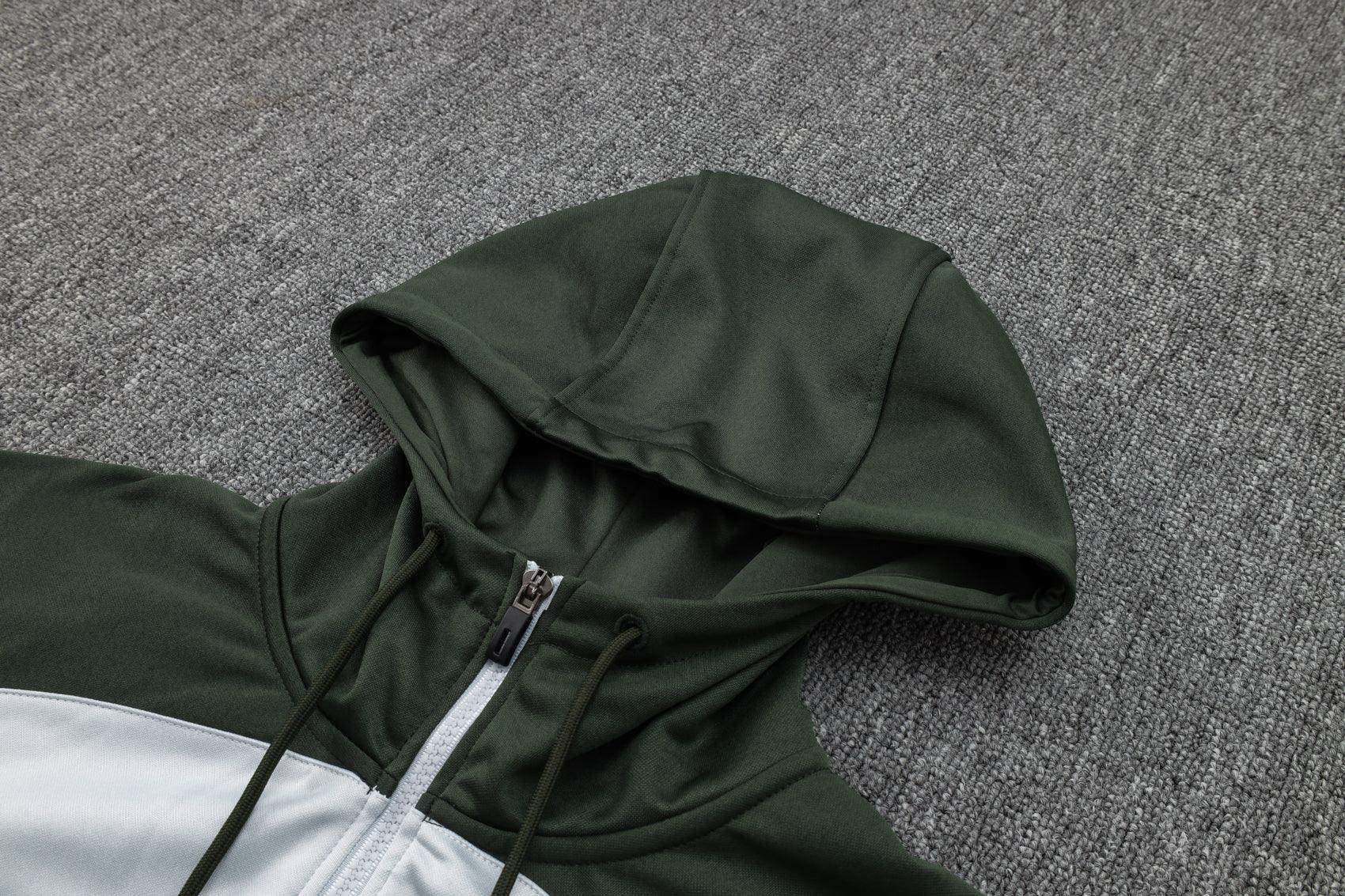 FC Barcelona White and Olive Green Tracksuit - JerseyLegacy
