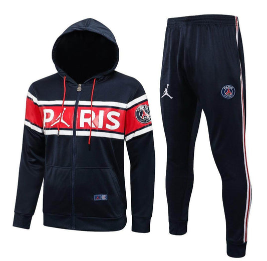 Paris Saint Germain Dark Blue and Red Tracksuit - JerseyLegacy