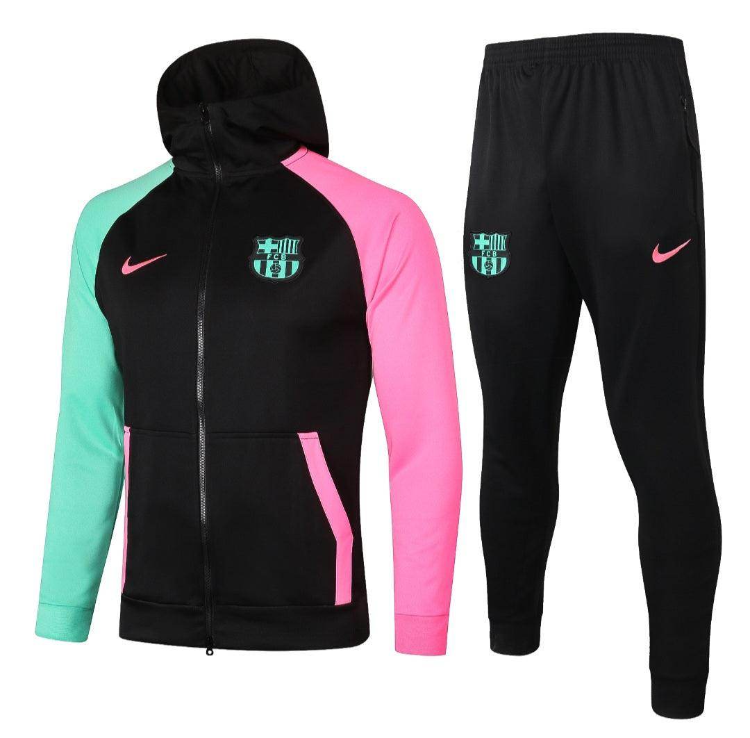 FC Barcelona Black and Turquoise x Pink Tracksuit - JerseyLegacy