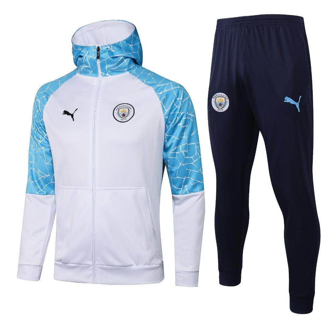 Manchester City Light Blue and White Tracksuit - JerseyLegacy