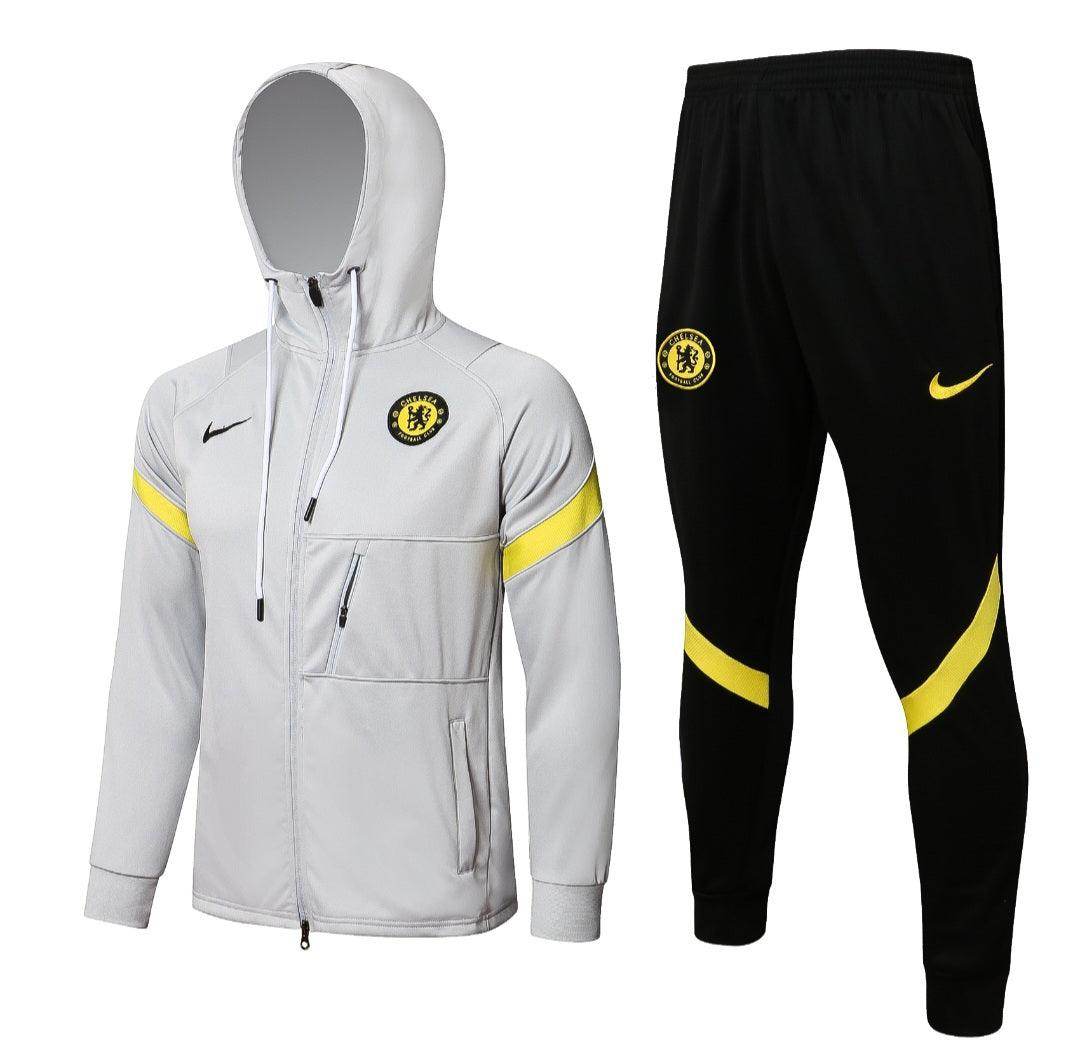 Chelsea FC White and Black Tracksuit - JerseyLegacy