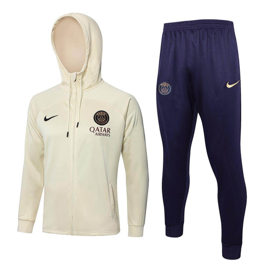 Paris Saint Germain Beige and Dark Blue Tracksuit - JerseyLegacy