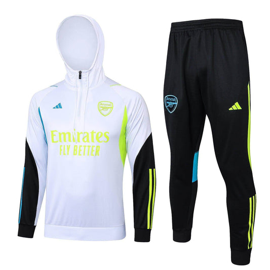 Arsenal FC Black and White x Lime Green Tracksuit - JerseyLegacy