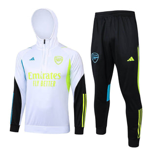 Arsenal FC Black and White x Lime Green Tracksuit - JerseyLegacy