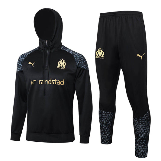 Olympique de Marseille Black and Gold Tracksuit - JerseyLegacy