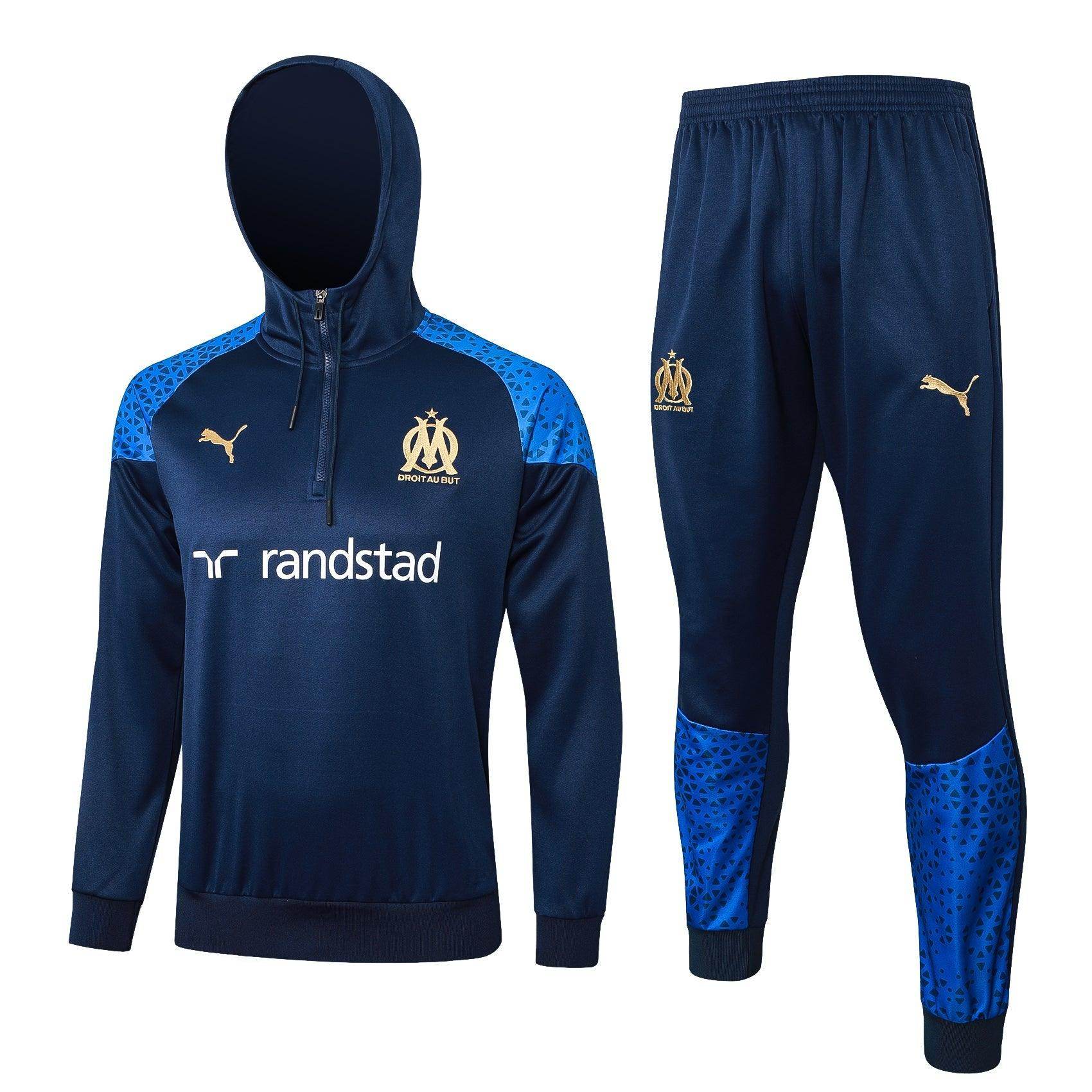 Olympique de Marseille Dark Blue and Gold Tracksuit - JerseyLegacy
