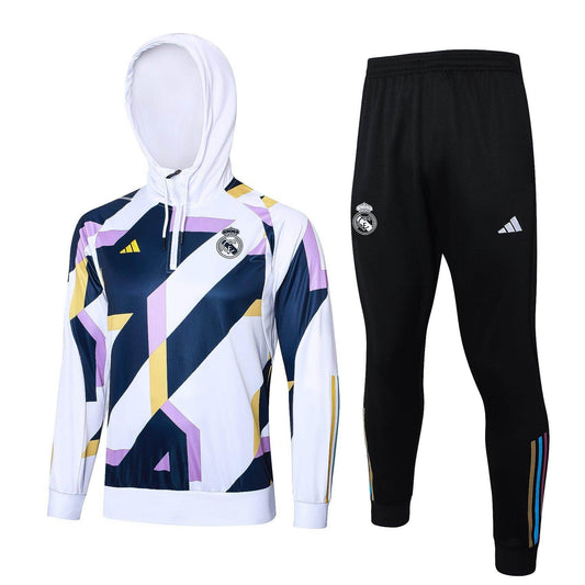 Real Madrid Black and White x Dark Blue Tracksuit - JerseyLegacy