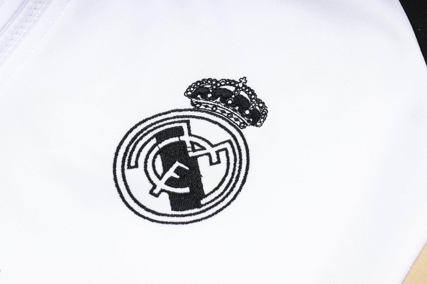 Real Madrid White and Black Tracksuit - JerseyLegacy