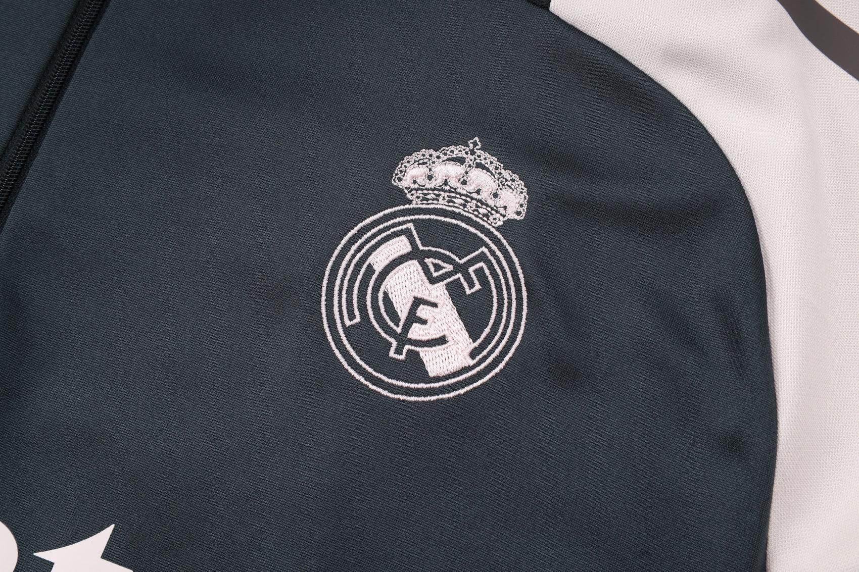 Real Madrid Dark Blue And White Tracksuit - JerseyLegacy