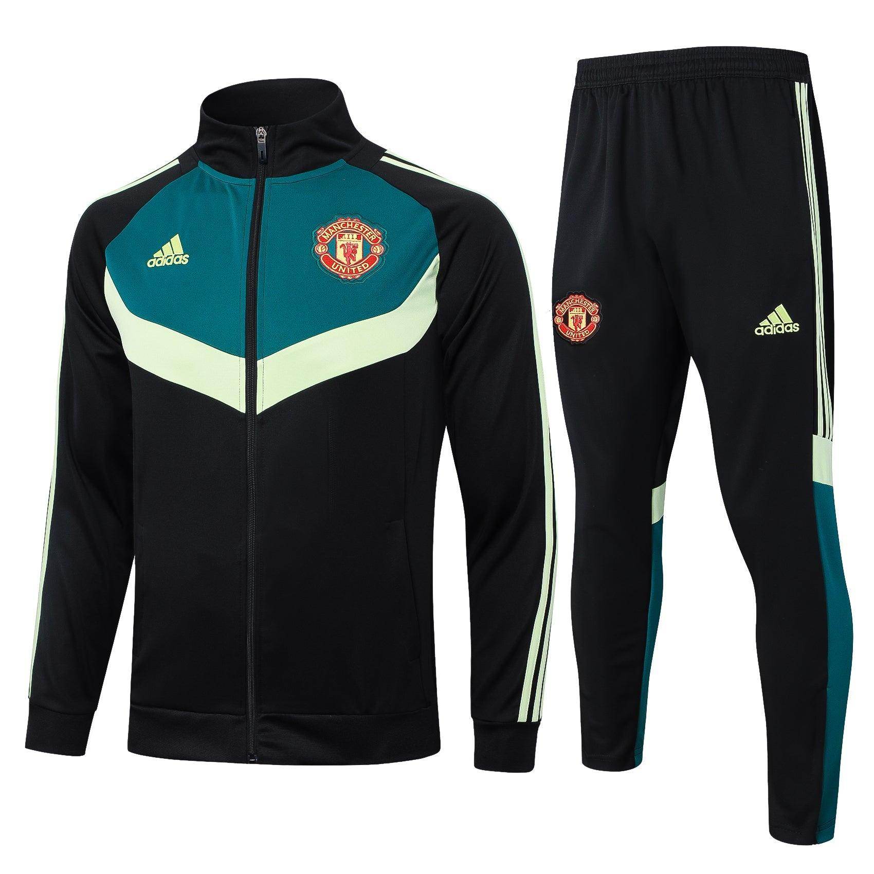 Manchester United Black and Dark Green Tracksuit - JerseyLegacy