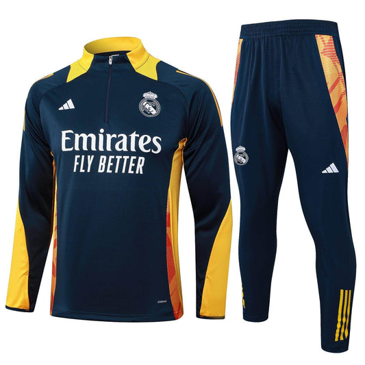 Real Madrid Dark Blue and Yellow Tracksuit - JerseyLegacy