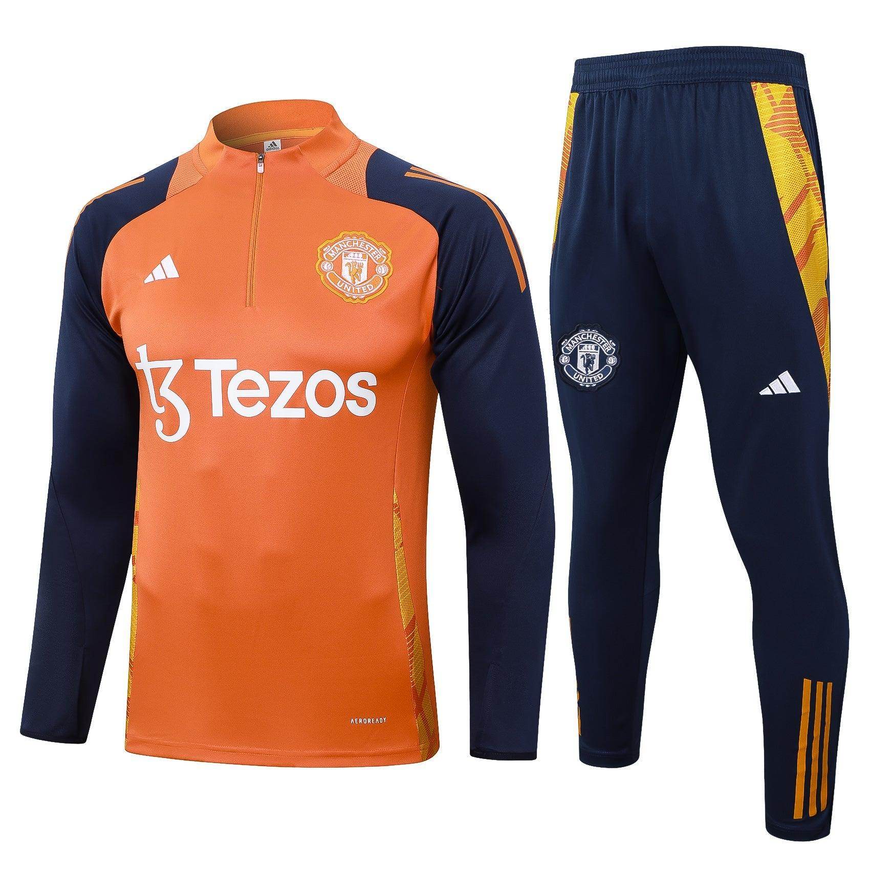 Manchester United Dark Blue and Orange Tracksuit - JerseyLegacy