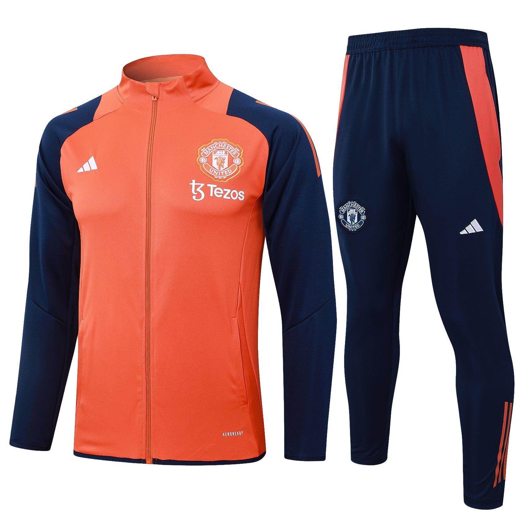 Manchester United Drak Blue and Orange Tracksuit II - JerseyLegacy