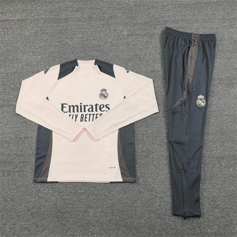 Real Madrid Grey and Beige Tracksuit - JerseyLegacy