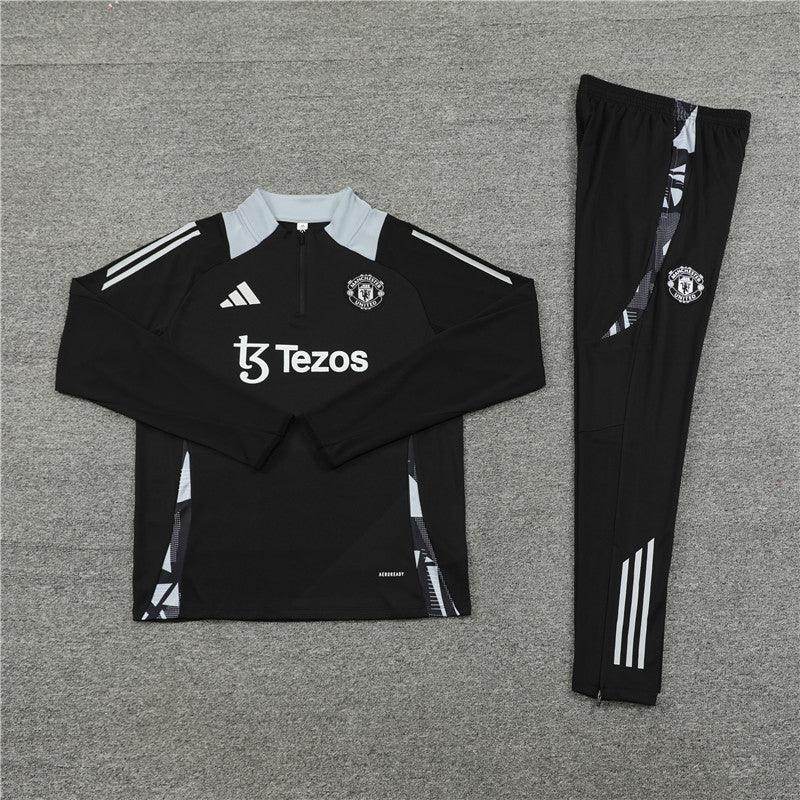Manchester United Black and White Tracksuit - JerseyLegacy