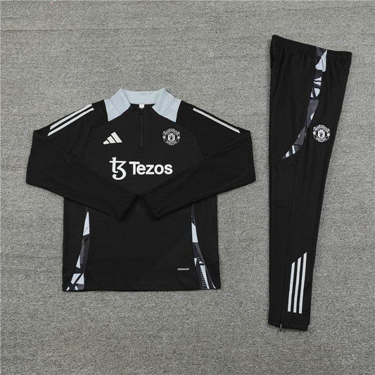 Manchester United Black and White Tracksuit - JerseyLegacy