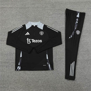 Manchester United Black and White Tracksuit - JerseyLegacy