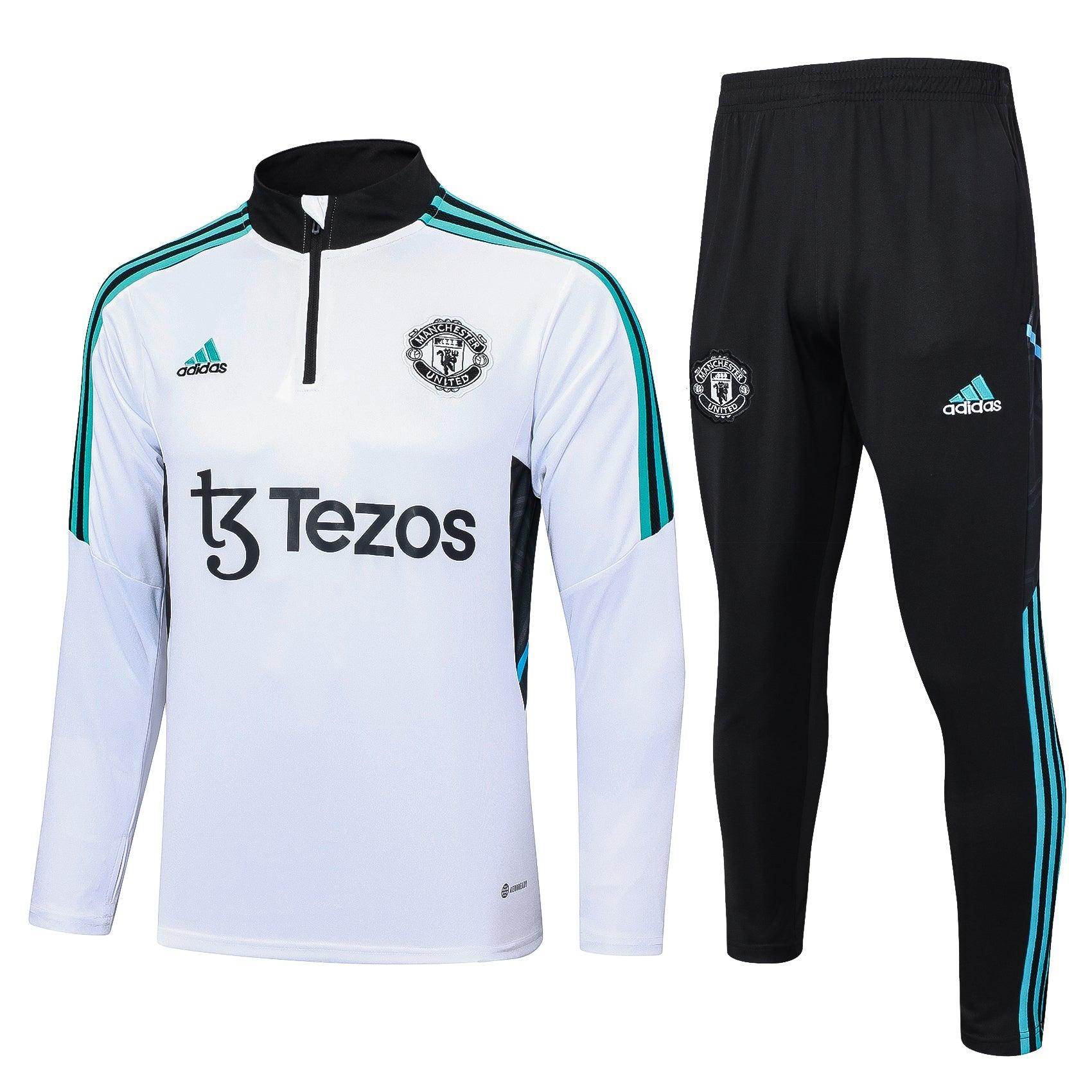 Manchester United Black and White Tracksuit - JerseyLegacy
