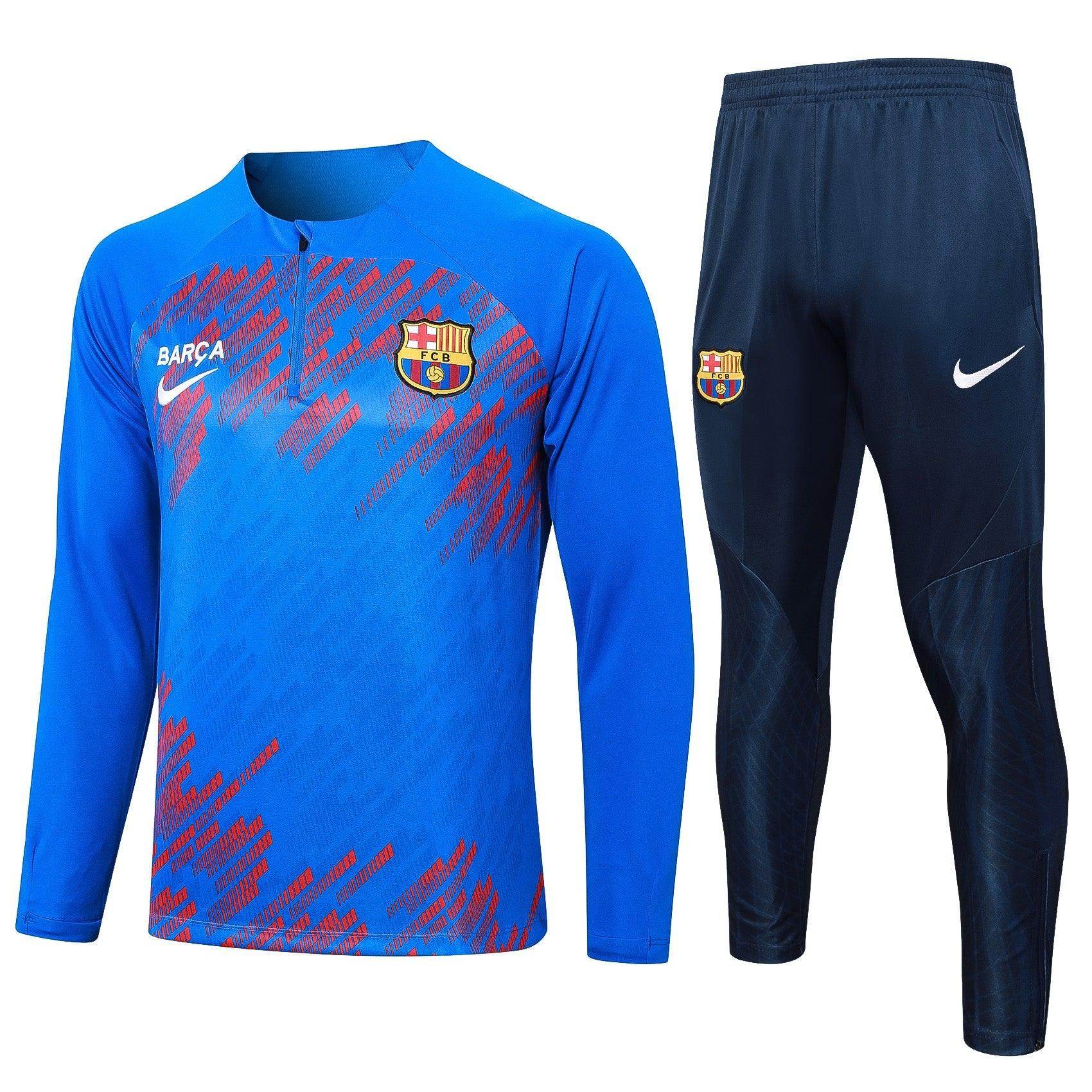 FC Barcelona Dark Blue and Blue Tracksuit - JerseyLegacy