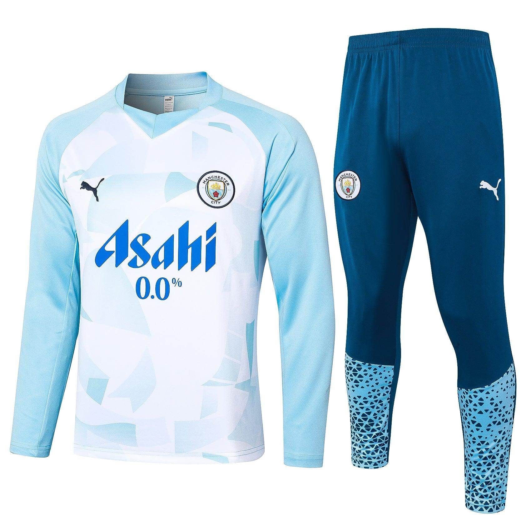 Manchester City White and Blue Tracksuit - JerseyLegacy