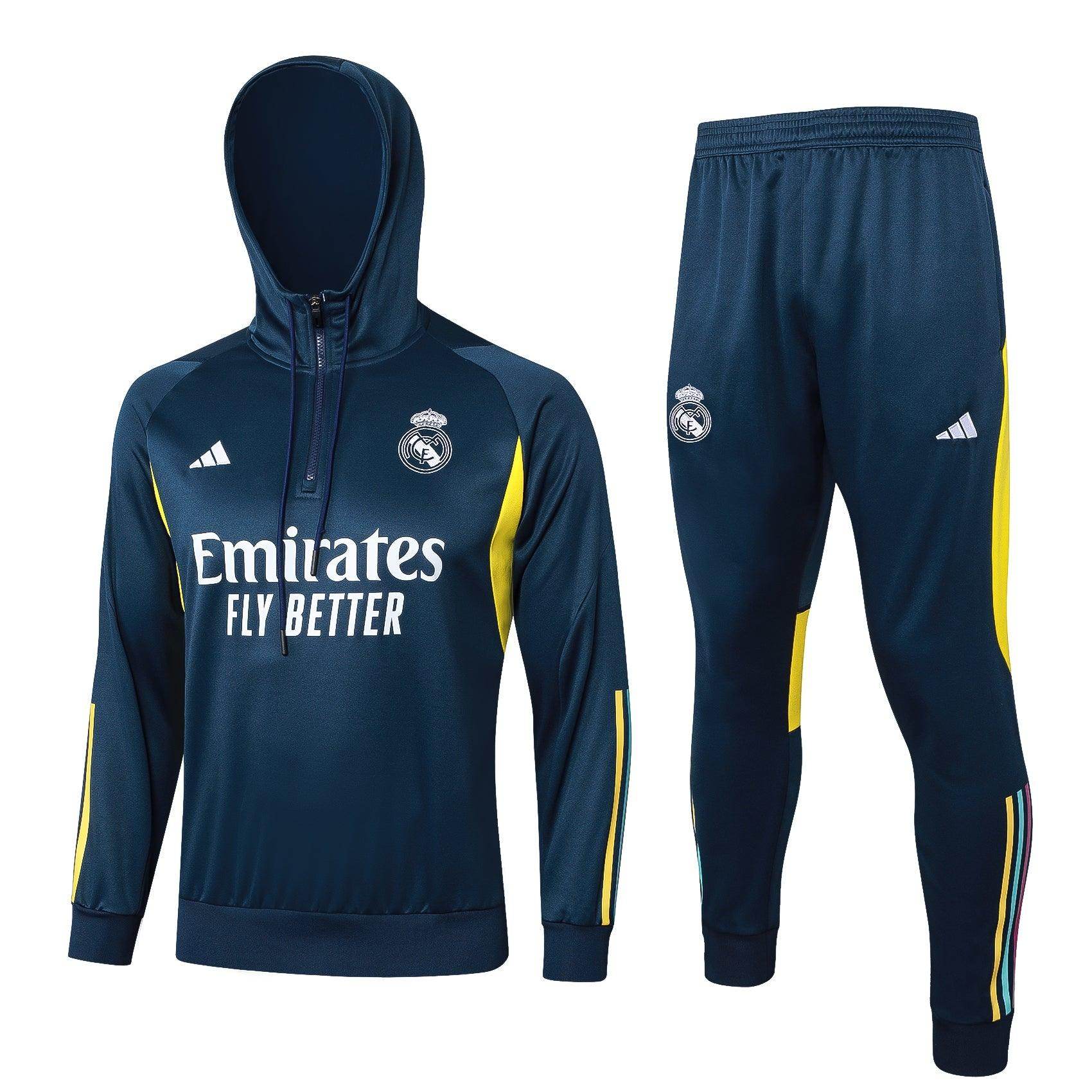 Real Madrid Dark Blue and Yellow Tracksuit - JerseyLegacy