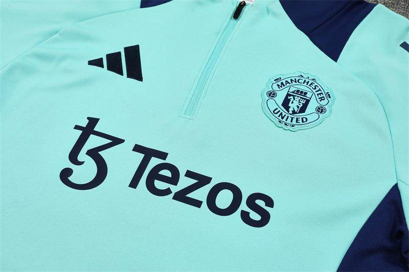Manchester United Dark Blue and Mint Tracksuit - JerseyLegacy