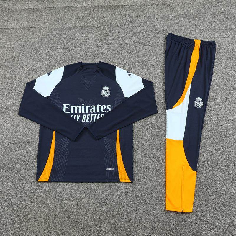 Real Madrid Dark Blue and Orange Tracksuit - JerseyLegacy