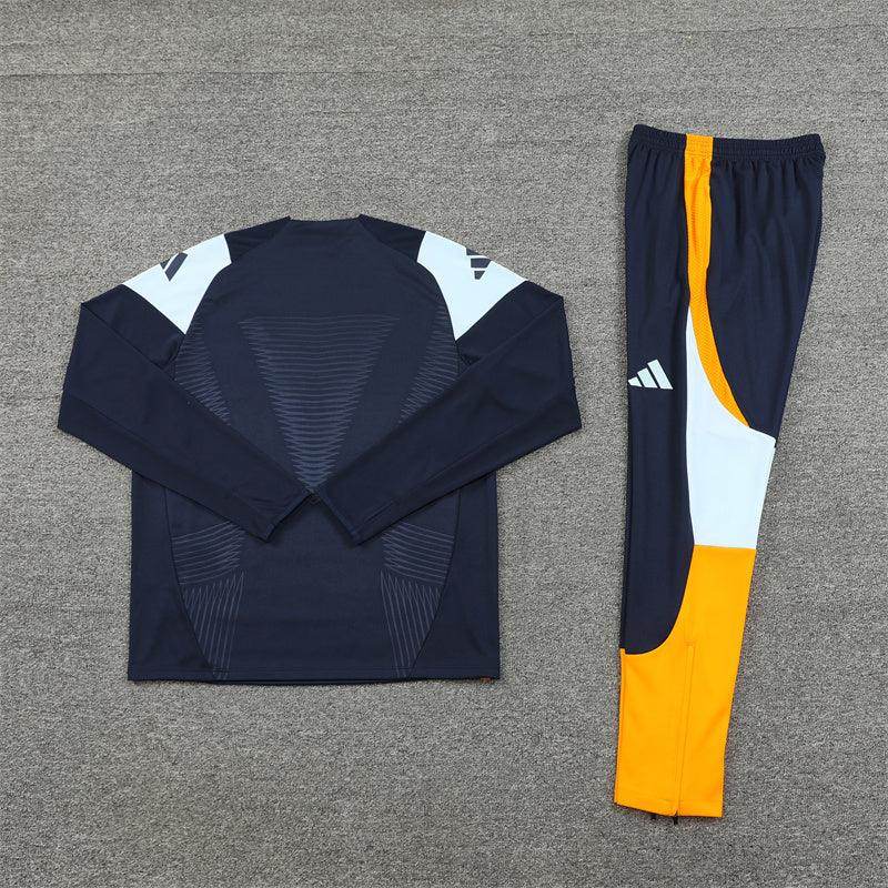 Real Madrid Dark Blue and Orange Tracksuit - JerseyLegacy