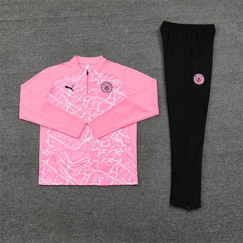 Manchester City Black and Pink Tracksuit - JerseyLegacy