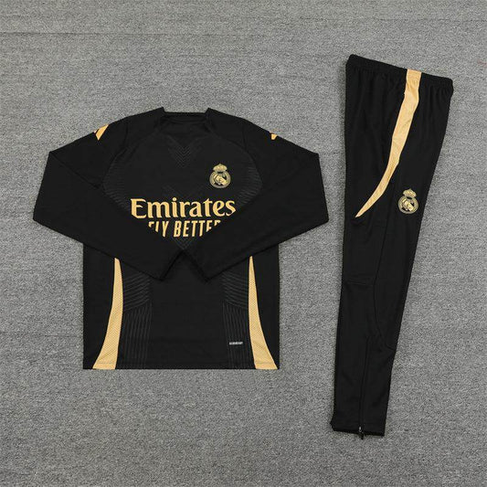 Real Madrid Black and Gold Tracksuit - JerseyLegacy