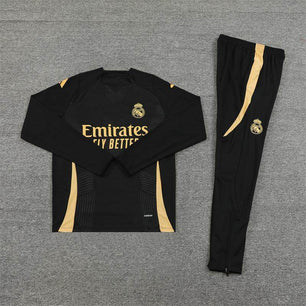 Real Madrid Black and Gold Tracksuit - JerseyLegacy