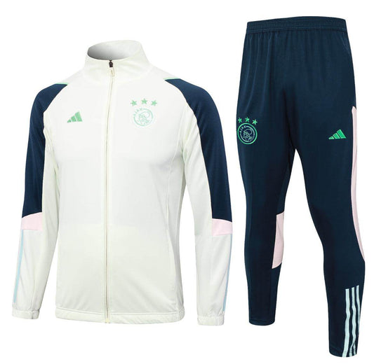 Ajax Dark Blue and White Tracksuit - JerseyLegacy