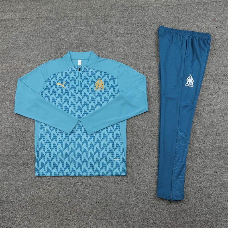 Olympique de Marseille Blue and Light Blue Tracksuit - JerseyLegacy