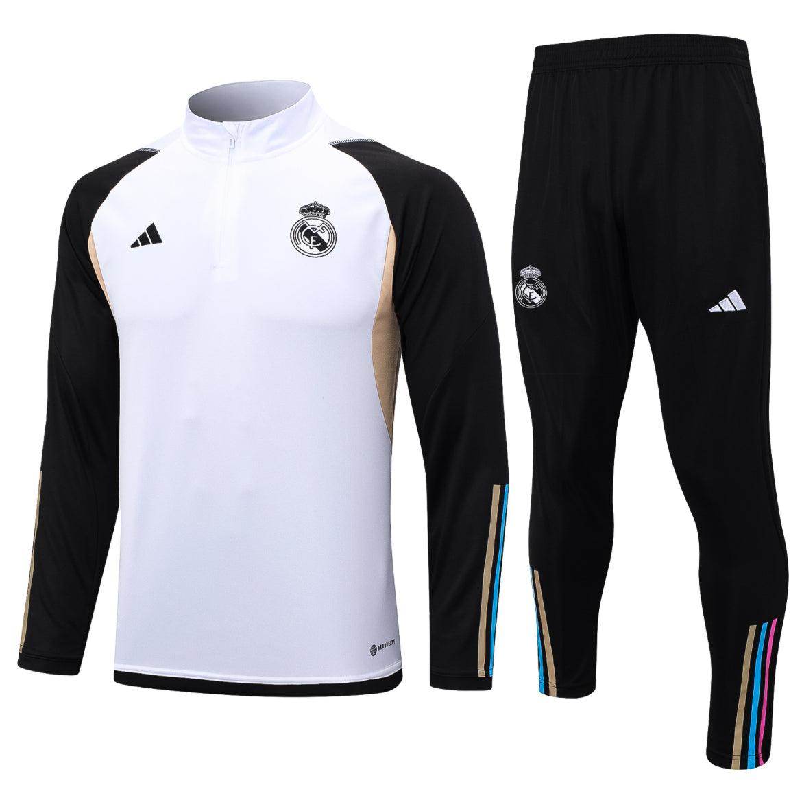 Real Madrid Black and White Tracksuit IV - JerseyLegacy