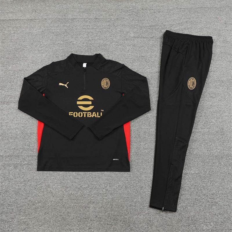 AC Milan Black Tracksuit - JerseyLegacy