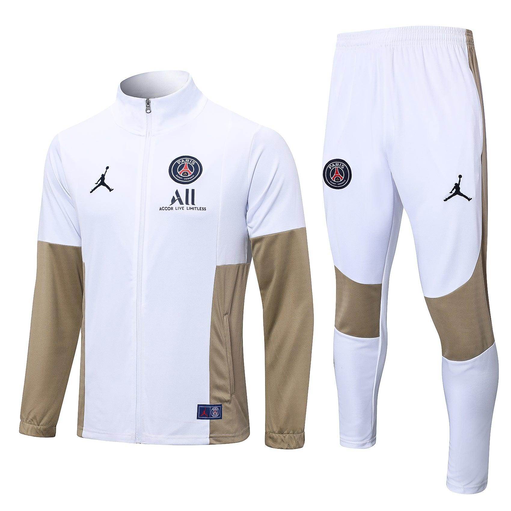 Paris Saint German White and Beige Tracksuit - JerseyLegacy