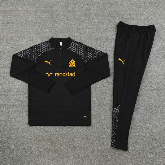 Olympique de Marseille Black Tracksuit - JerseyLegacy