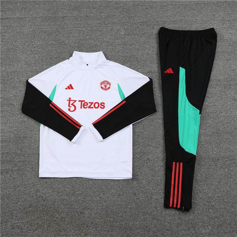 Manchester United Black and White Tracksuit - JerseyLegacy