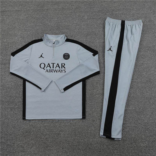 PSG Grey and Black Tracksuit - JerseyLegacy