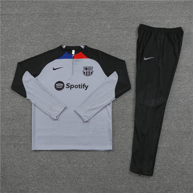 FC Barcelona Black and Grey Tracksuit - JerseyLegacy